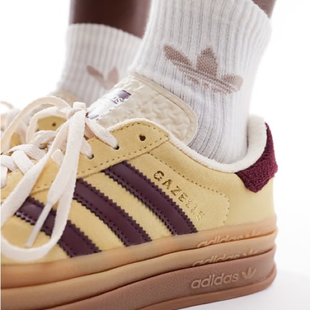Adidas Gazelle in Mustard and Maroon